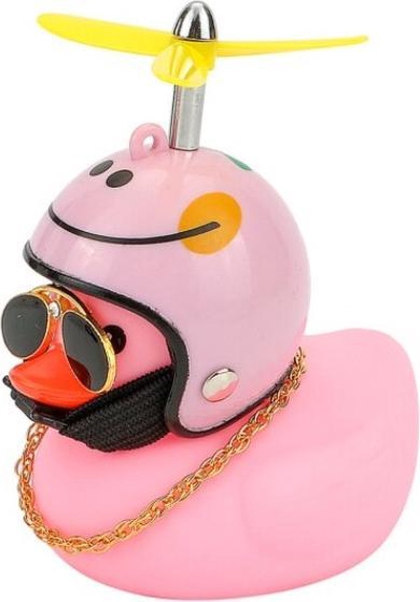 Lucky Duck | Lucky Pink |Stoere Eend helm, zonnebrilketing en helm | got a rotor on my head|Eend met Helm| Auto| decoratie ducky met helm, zonnebrilketing en helm |